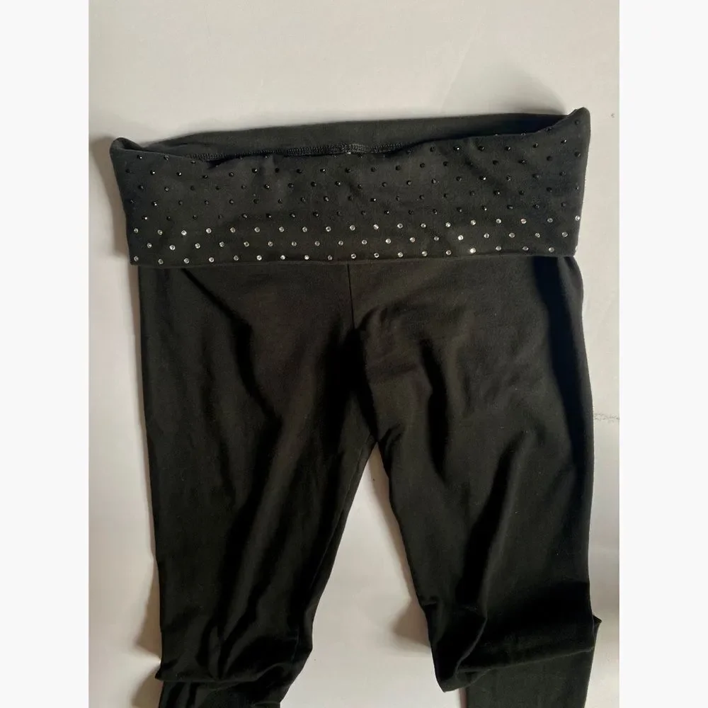 Victoria’s Secret Black High Waisted Leggings Sparkle Rhinestones Size S - Picture 3 of 7